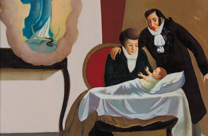 2. Dino Ferrari, La nascita del Venerabile Francesco Antonio, olio su tela, 1961, Museo-Biblioteca Francesco Antonio Marcucci